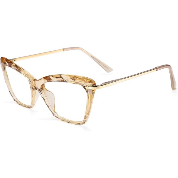 CAT eye glasses frame clear lenses eyewear women - Champagne main image 4